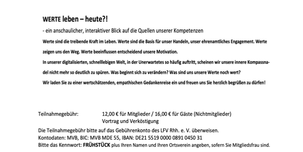 Frauenfrühstück vom Landfrauen Verband Rhh.